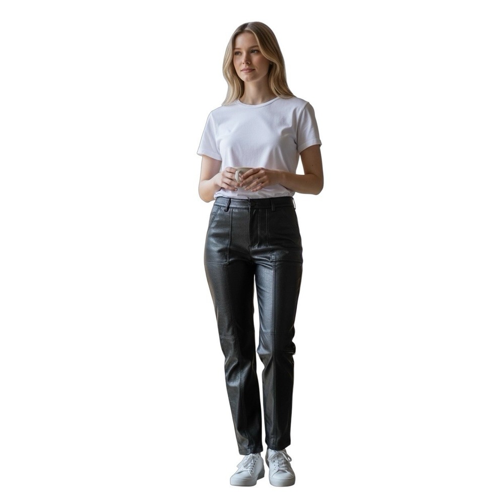 Princess Polly High Rise Faux Leather‎ Pants Black  Size 4 (AU 8 / EU 36)